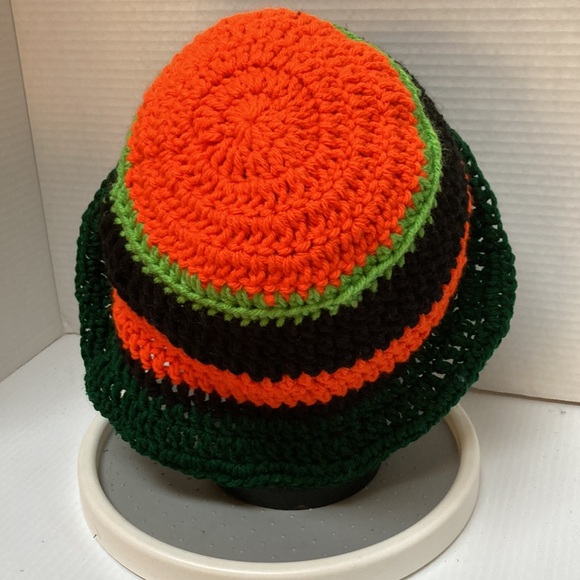 BUCKET HAT Multicolored Rainbow Handmade Crochet UNISEX One Size Fits Most - Picture 6 of 12